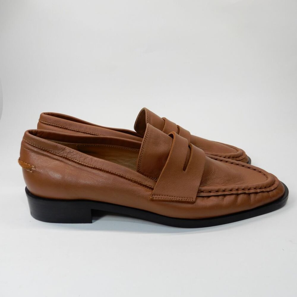 ATP ATELIER Airola Penny LOAFERS Flats 6 Brandy Brown Nappa Leather NEW $590 - Picture 8 of 15